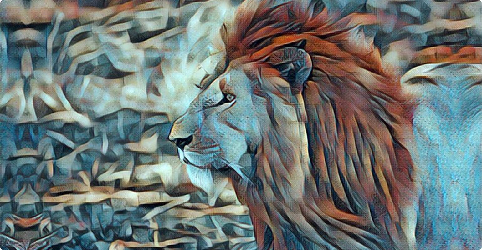 transformer une photo de lion en dessin d'art
