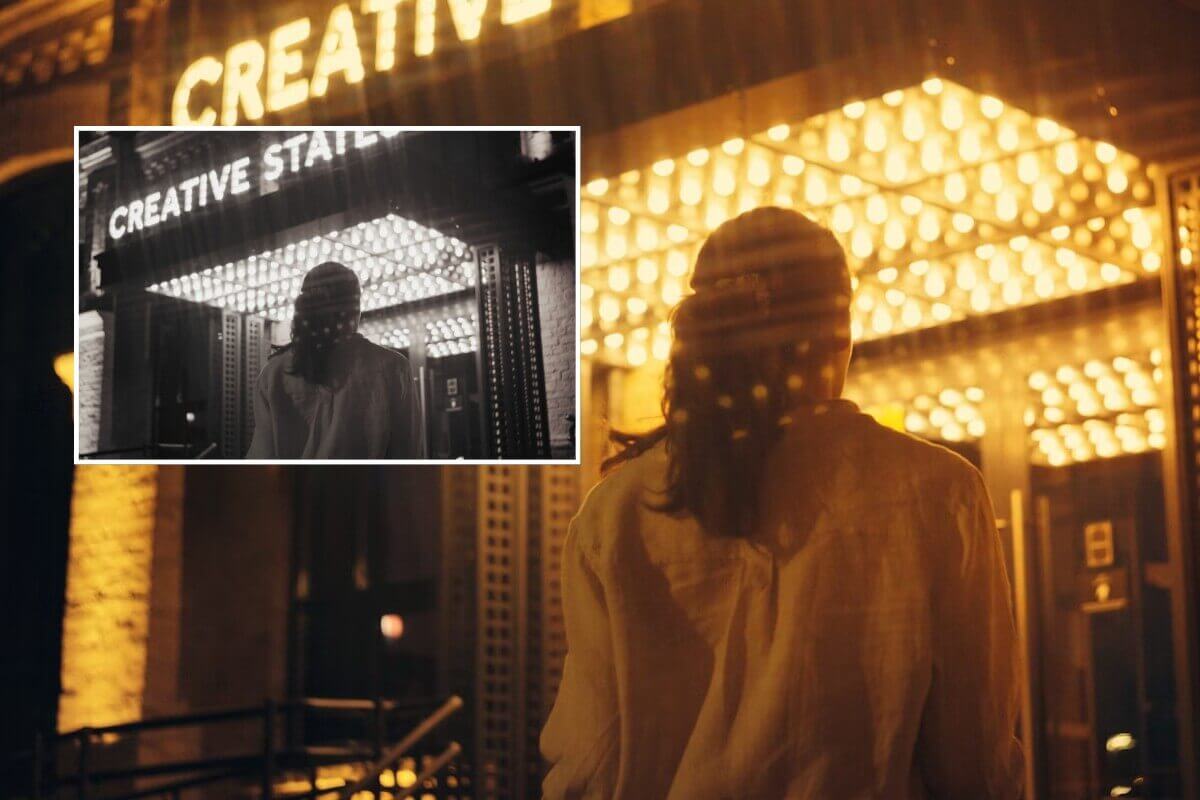 Converteer een zwart-wit filmfragment naar een kleuren- en high-definition video die de rug van een vrouw laat zien